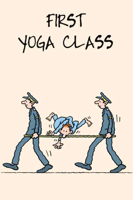 First Yoga Class Funny Cartoon