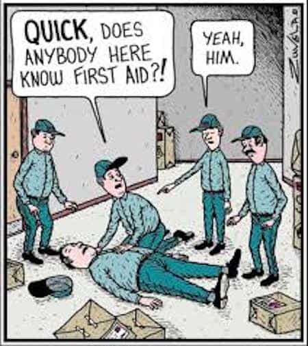 Funny First Aider Cartoon