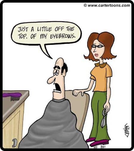 Funny Hair Loss at Hair Dresser Cartoon