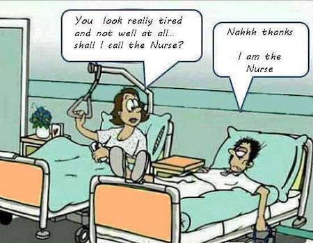 Funny Nursing Exhaustion Cartoon
