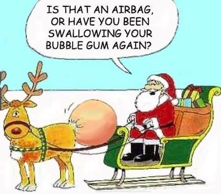 Funny Santa Swallowing Bubble Gum Cartoon